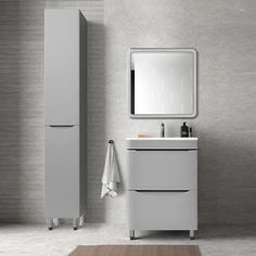 Тумба с раковиной Style Line Бергамо мини 60 напольная серый антискрейч