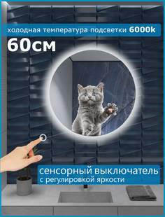 Зеркало с холодной (6500К) подсветкой Alfa Mirrors круглое, 60см. GNa-6h