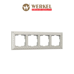 Рамка для розетки / выключателя на 4 поста Werkel WL07-Frame-04 Antik жемчужный металл