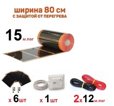 Инфракрасный теплый пол Eastec PTC 15 м х 80 см 2640Вт саморегулирующий TLS8015 +регулятор