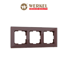 Рамка для розетки / выключателя на 3 поста Werkel W0031118 Favorit мокко стекло