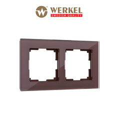 Рамка для розетки / выключателя на 2 поста Werkel W0021118 Favorit мокко стекло
