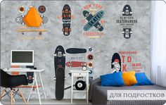Фотообои Bartonwall Флизелиновые с виниловым покрытием Граффити Скейты 600х270 см