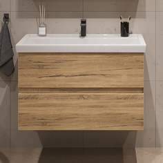 Тумба подвесная SanStar Lavanti 100 Без раковины для ванной комнаты Дуб вотан