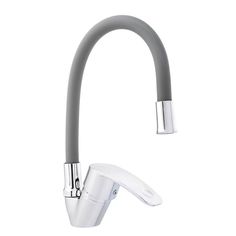 Смеситель для кухни СоюзКран 567-114, однорычажный, гибкий излив, цинк, серый/хром РусЭкспресс