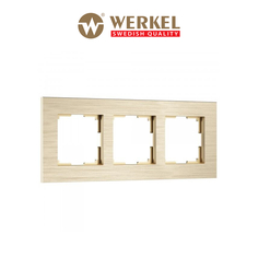 Рамка для розетки/выключателя из металла на 3 поста Werkel AluMax W0033511 шампань