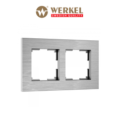 Рамка для розетки/выключателя из металла на 2 поста Werkel AluMax W0023506 алюминий