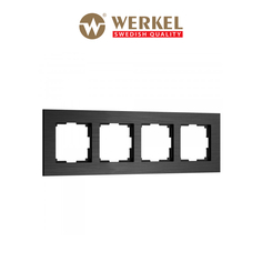 Рамка для розетки/выключателя из металла на 4 поста Werkel AluMax W0043508 черный алюминий