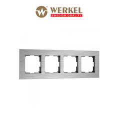 Рамка для розетки/выключателя из металла на 4 поста Werkel AluMax W0043506 алюминий