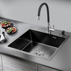 Кухонная мойка MR-5050BL РМС + корзина раздвижная + дозатор врезной Ростовская Мануфактура Сантехники