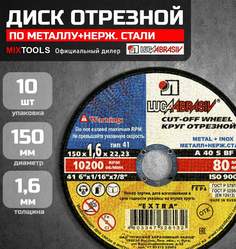Диск абразивный Луга по металлу для УШМ 150x1,6x22,2мм FT упак 10шт