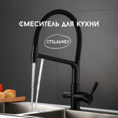 Смеситель для кухни 2 в 1 черный NORDIC STYLE