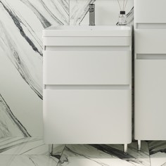 Тумба с раковиной Style Line Атлантика 60 напольная, белый матовый