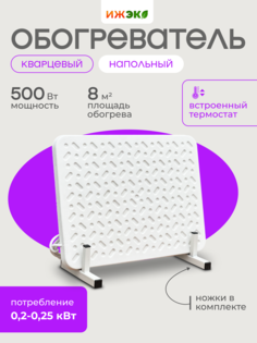 Кварцевый обогреватель с встроенным термостатом ИЖЭКО МИНИ 500 Вт 8 кв.м.