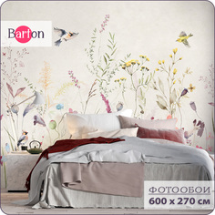 Фотообои флизелиновые 3d Bartonwall Растения Цветы Птицы F09206-B 600x270 см