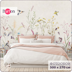 Фотообои флизелиновые 3d Bartonwall Растения Цветы Птицы F09205-B 500x270 см