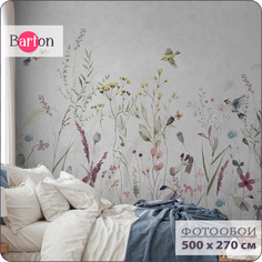 Фотообои флизелиновые 3d Bartonwall Растения Цветы Птицы F09205-G 500x270 см