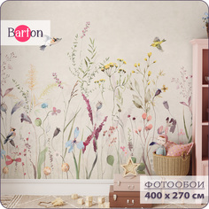 Фотообои флизелиновые 3d Bartonwall Растения Цветы Птицы F09204-B 400x270 см