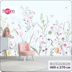 Фотообои флизелиновые 3d Bartonwall Цветы и Бабочки K28504-С 400х270 см