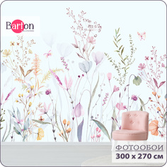 Фотообои флизелиновые 3d Bartonwall Цветы и Бабочки K28503-С 300х270 см