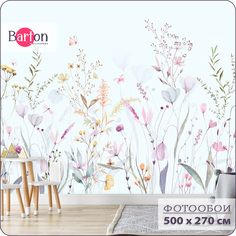 Фотообои флизелиновые 3d Bartonwall Цветы и Бабочки K28505-С 500х270 см