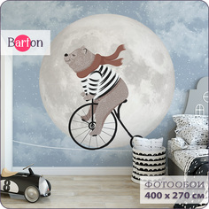 Фотообои флизелиновые 3d Bartonwall детские Медведь на велосипеде K27404-C 400х270 см