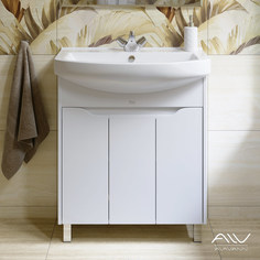 Тумба с раковиной Alavann Crystal 75 белый глянец
