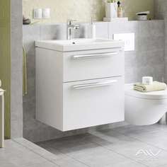 Тумба с раковиной Alavann Vanda Lux 60 белый глянец