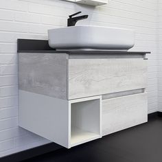 Тумба-умывальник Comforty Прага-75 дуб белый с раковиной Comforty T-Y9378