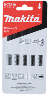 Пилки для электролобзика по дереву 9TPI 100мм Makita D-72718 (5шт)
