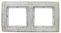 Рамка для розеток и выключателей Palazzo Vintage 2-я горизонтальная белое золото 26584 9 Duwi