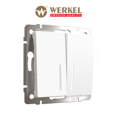 Встраиваемый двухклавишный проходной выключатель Werkel W1122161 белый матовый подсветка
