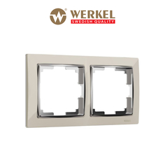 Рамка для розетки/выключателя на 2 поста Werkel W0021903 Snabb слоновая кость/хром пластик