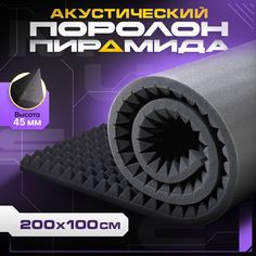 Акустический поролон SGM пирамида 2000х1000 мм. Звукоизоляция для стен