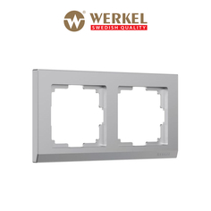 Рамка для розетки / выключателя на 2 поста Werkel W0021806 Stark серебряный пластик