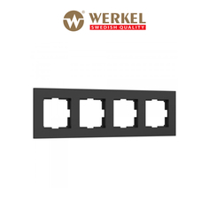 Рамка из пластика на 4 поста для розетки, выключателя Werkel Slab W0042908 черный матовый