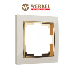 Рамка для розетки / выключателя на 1 пост Werkel W0011932 Snabb слоновая кость/золото