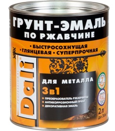 Эмаль-грунт DALI 3 в 1 по ржавчине 2 л зеленая глянцевая