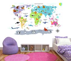 Фотообои ARTDELUXE MAPS 3д детская карта мира флизелиновые 400х260см