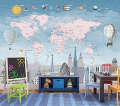 Фотообои ARTDELUXE MAPS Карта мира и планеты флизелиновые 140х100см
