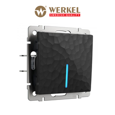 Встраиваемый одноклавишный выключатель проходной Werkel Hammer W1212108 черный и подсветка