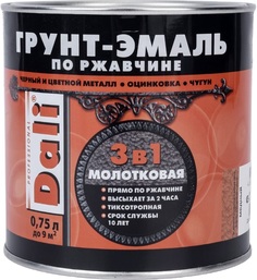 Эмаль-грунт DALI 3 в 1 по ржавчине 0,75 л медная молотковая