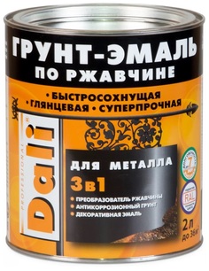 Эмаль-грунт DALI 3 в 1 по ржавчине 2 л водная синь глянцевая