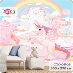 Фотообои флизелиновые 3d Bartonwall Детские Единорог K13503 300х270 см