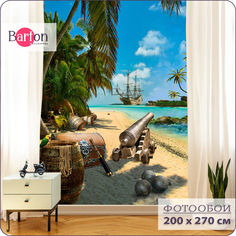 Фотообои флизелиновые 3d Bartonwall Пляж и корабль K14002 200х270 см