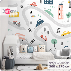 Фотообои флизелиновые 3d Bartonwall Детские Машины K12903 300x270 см