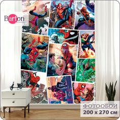 Фотообои флизелиновые 3d Bartonwall Детские Человек Паук K03202 200х270 см