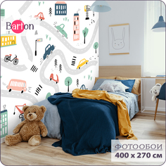 Фотообои флизелиновые 3d Bartonwall Детские Машины K12904 400x270 см