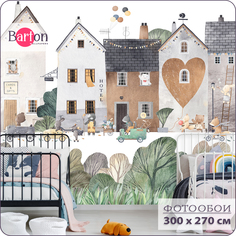 Фотообои флизелиновые 3d Bartonwall Детские Домики Животные K29103 300х270 см