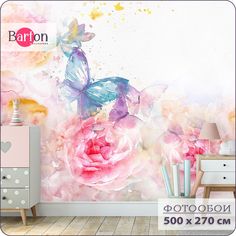 Фотообои на стену флизелиновые 3d Детские Бабочки 500х270 см Bartonwall